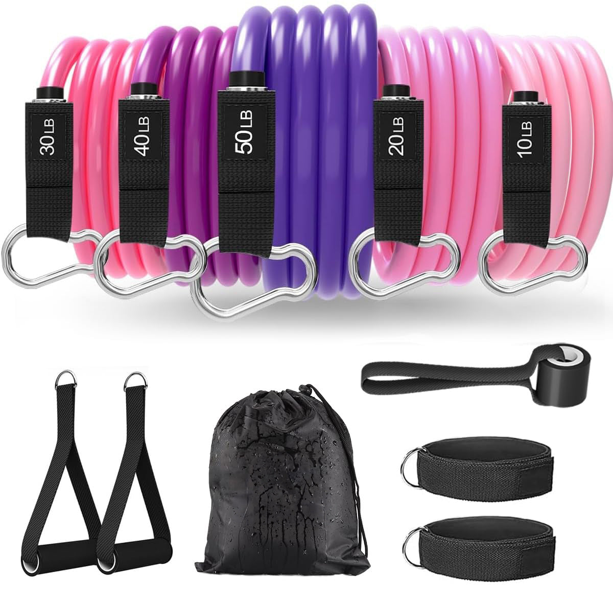 Resistance Bands , Work Out Exercise Bands with 11pcs, Strength Training.