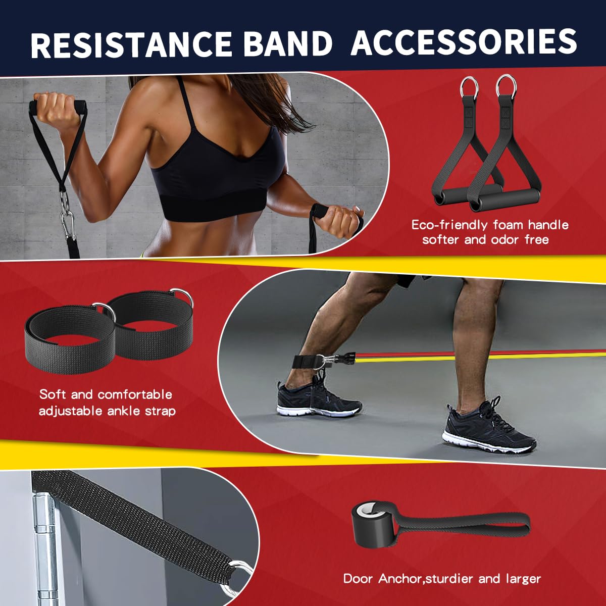 Resistance Bands , Work Out Exercise Bands with 11pcs, Strength Training.