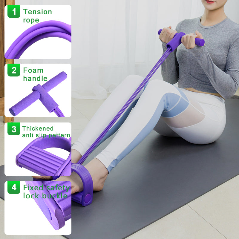 Fitness Elastic Foot Pedal Resistance Bands Sit Up Pull Rope Foot Pedal.