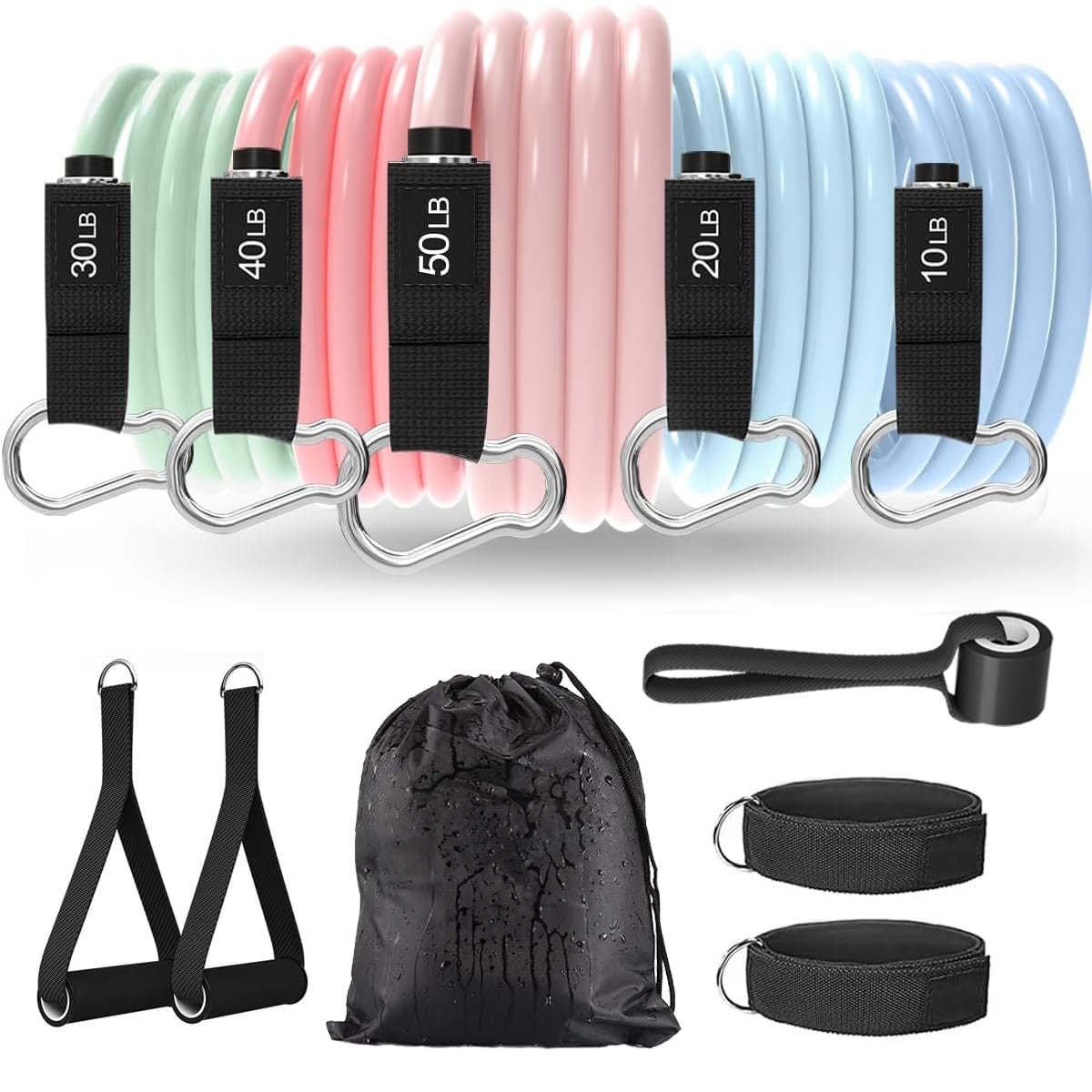 Resistance Bands , Work Out Exercise Bands with 11pcs, Strength Training.