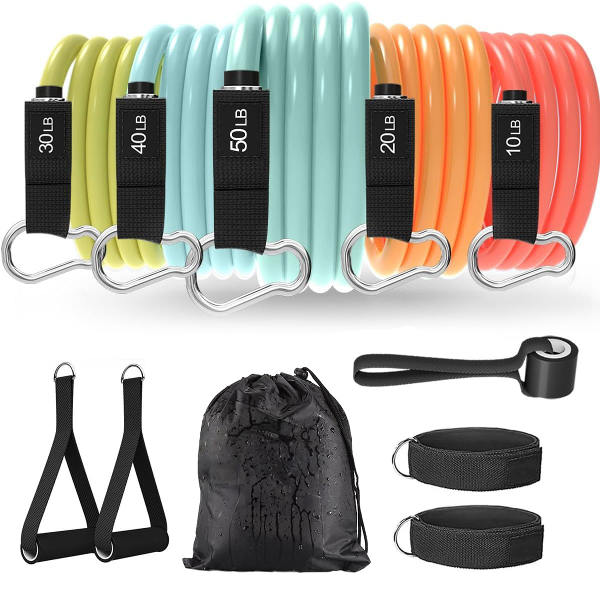 Resistance Bands , Work Out Exercise Bands with 11pcs, Strength Training.