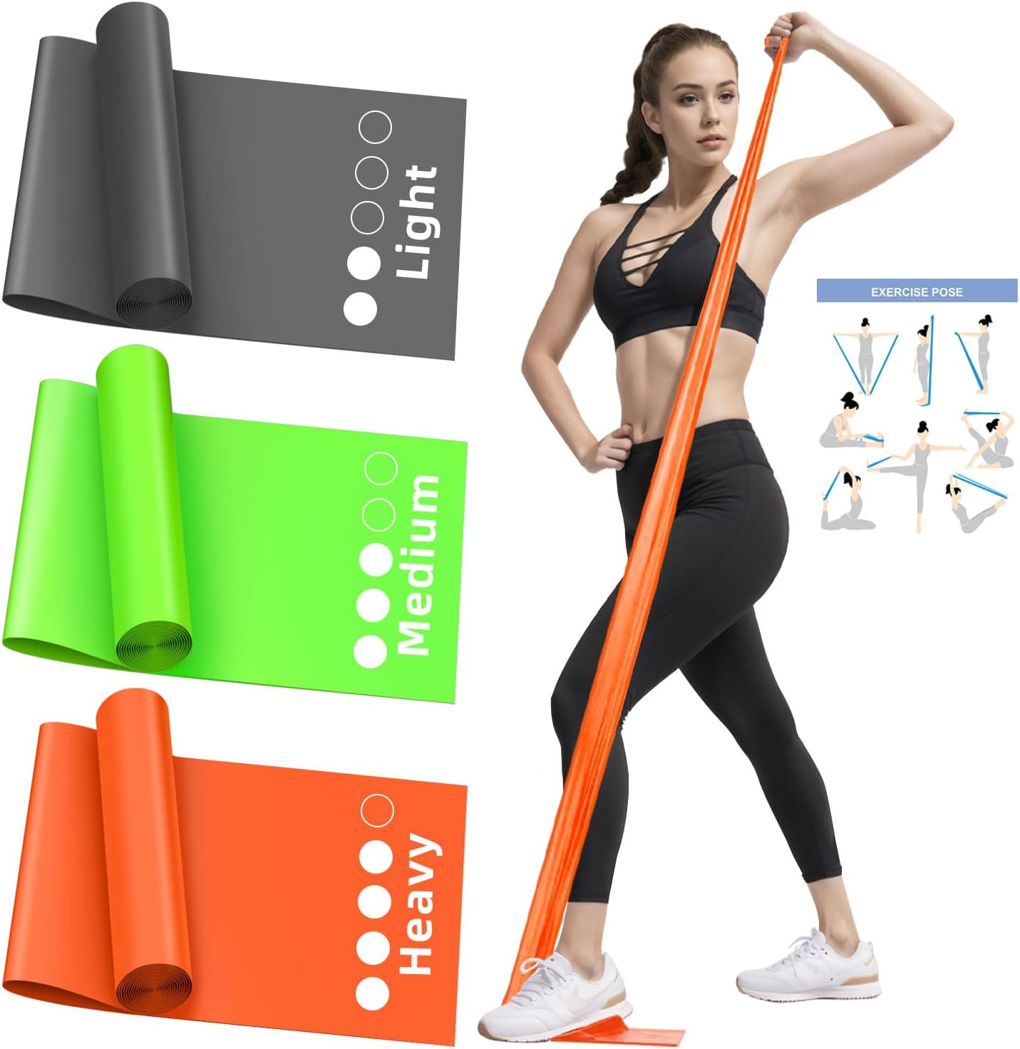 Resistance Bands 3 Set, Elastic Bands for Home Exercise, Physical Therapy Bands for Stretch,.