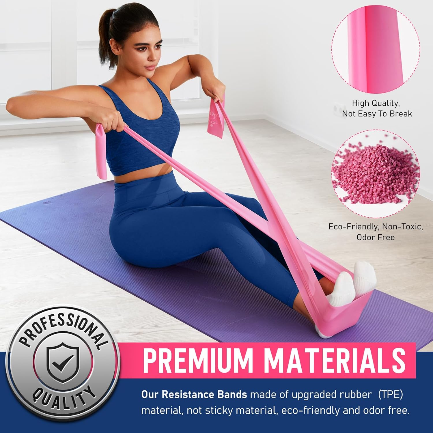 Resistance Bands 3 Set, Elastic Bands for Home Exercise, Physical Therapy Bands for Stretch,.